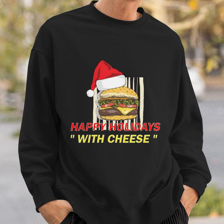 Ugly Christmas Sweater Burger Happy Holidays With Cheese V21 Sweatshirt Gifts for Him
