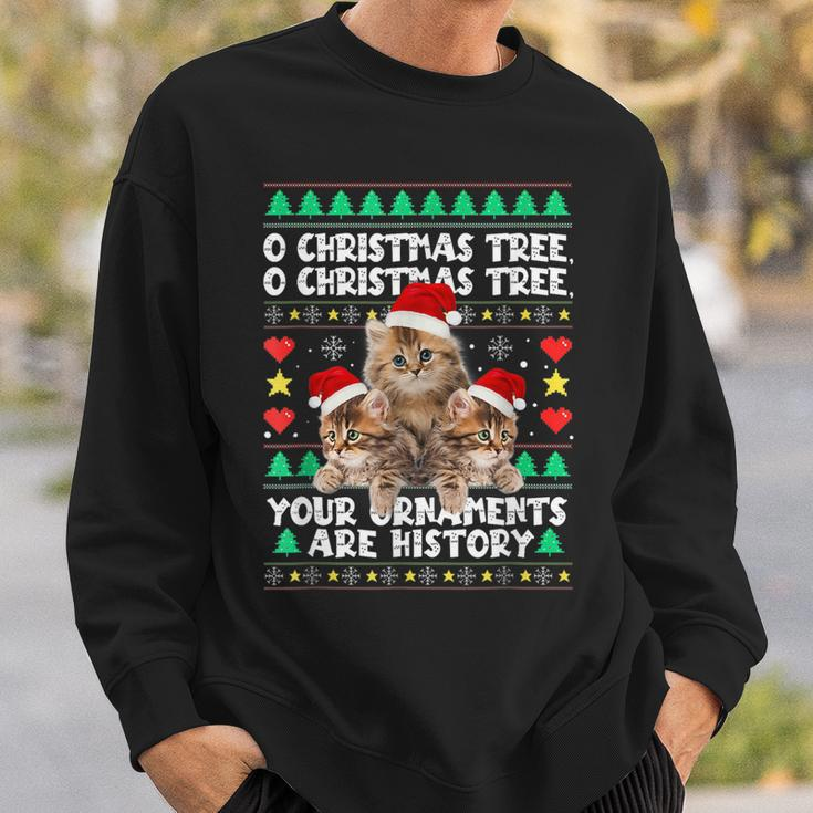 Ugly Sweater Cats Christmas Music Ornaments Kitten Lovers Men Women Sweatshirt Graphic Print Unisex Gifts for Him