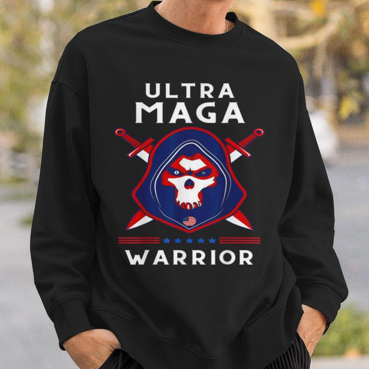 Ultra Maga Warrior Dad Anti Biden Us Flag Pro Trump Sweatshirt Gifts for Him