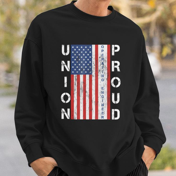 Union Proud American Flag Operating Engineer Men Women Sweatshirt Graphic Print Unisex Gifts for Him