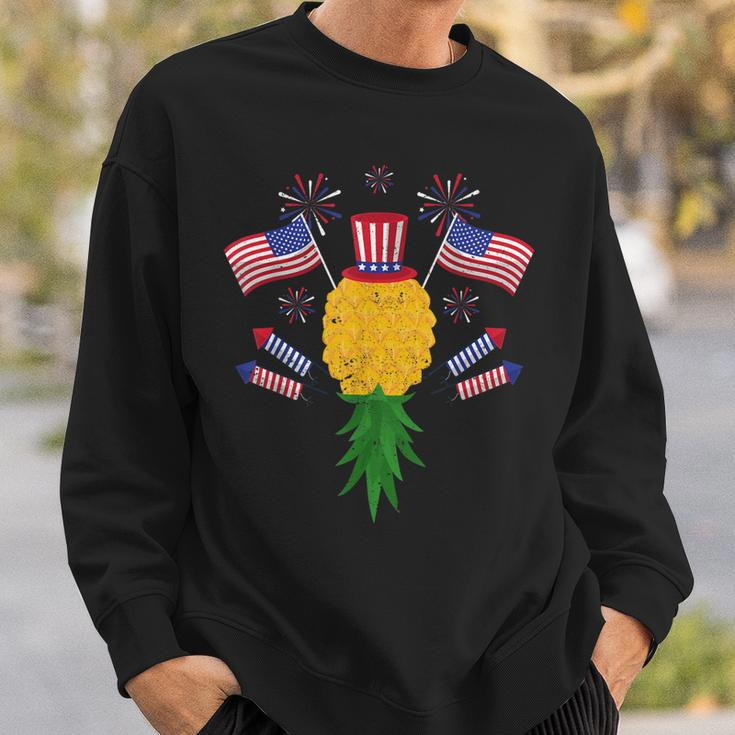 Upside Down Pineapple Swinger Power 4Th Of July Us Flag Sweatshirt Gifts for Him