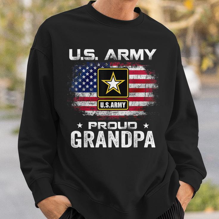 US Army Proud Grandpa With American Flag Gift Veteran Gift Men Women Sweatshirt Graphic Print Unisex Gifts for Him