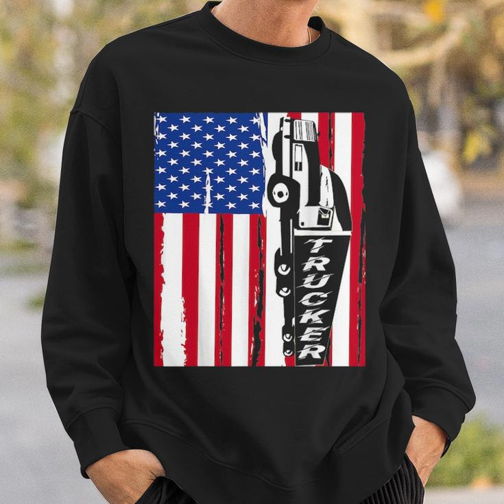 Usa Flag Truck Driver Design American Flag Trucker Sweatshirt Gifts for Him