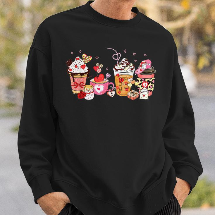 Valentine Coffee Heart Iced Coffee Lover Valentine Day V2 Sweatshirt Gifts for Him