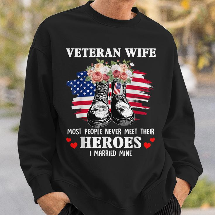 Veteran Wife Most People Never Meet Their Heroes Veteran Day V2 Men Women Sweatshirt Graphic Print Unisex Gifts for Him