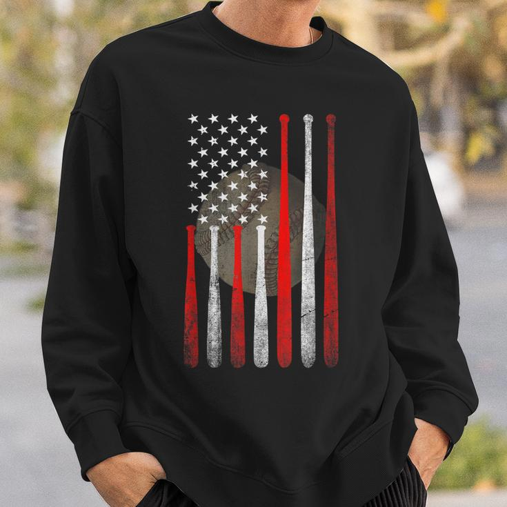 Vintage American Flag Baseball Patriotic Baseball Lovers Sweatshirt Gifts for Him