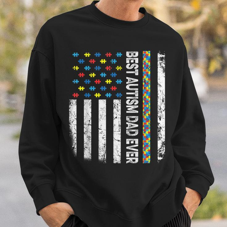 Vintage American Flag Best Autism Dad Ever Autism Awareness Sweatshirt Gifts for Him