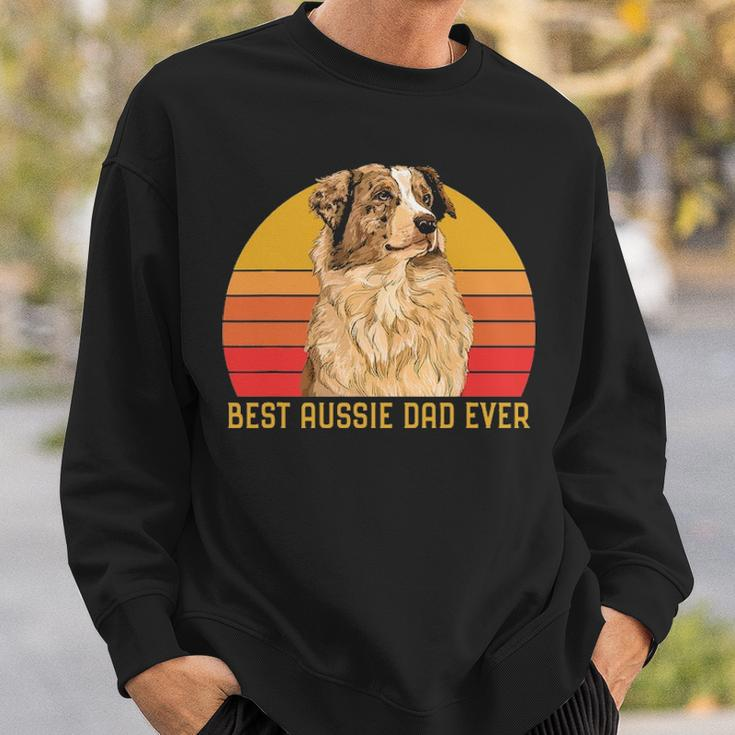Vintage Best Aussie Dad Ever Papa Australian Shepherd Dog V2 Sweatshirt Gifts for Him