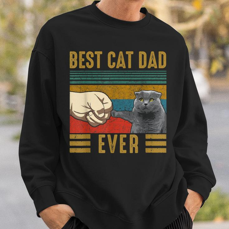 Vintage Best Cat Dad Ever Fathers Day Scottish Fold Cat Sweatshirt Gifts for Him