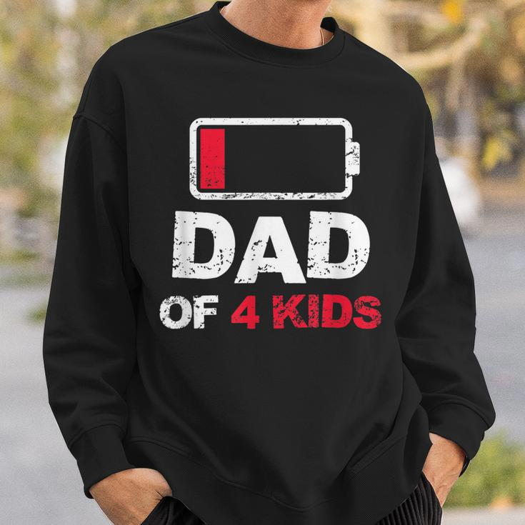 Vintage Dad Dad Of 4 Kids Battery Low Fathers Day Sweatshirt Gifts for Him