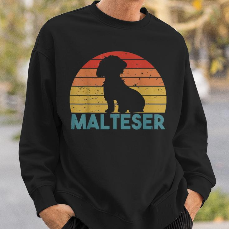 Vintage Malteser Hunde Hunderasse Hundeliebhaber Hund Sweatshirt Geschenke für Ihn