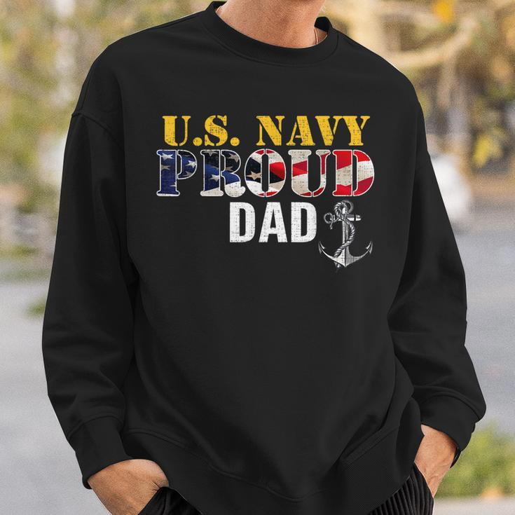 Vintage Navy Proud Dad With US American Flag Gift Sweatshirt Gifts for Him