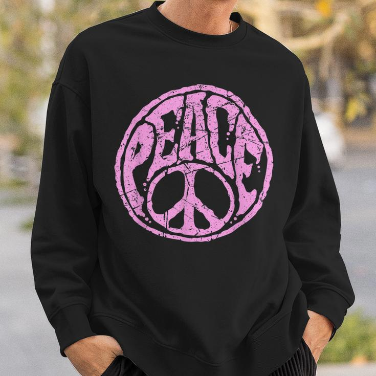 Vintage Pink Peace Sign 60S 70S Hippie Retro Peace Symbol Sweatshirt Gifts for Him