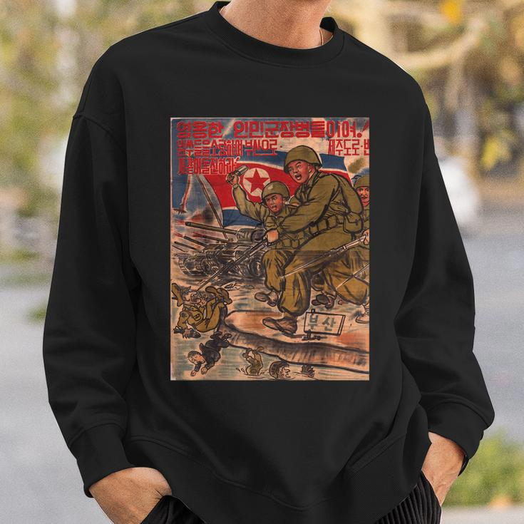 Vintage Poster - North Korean Propaganda Retro Sweatshirt Gifts for Him