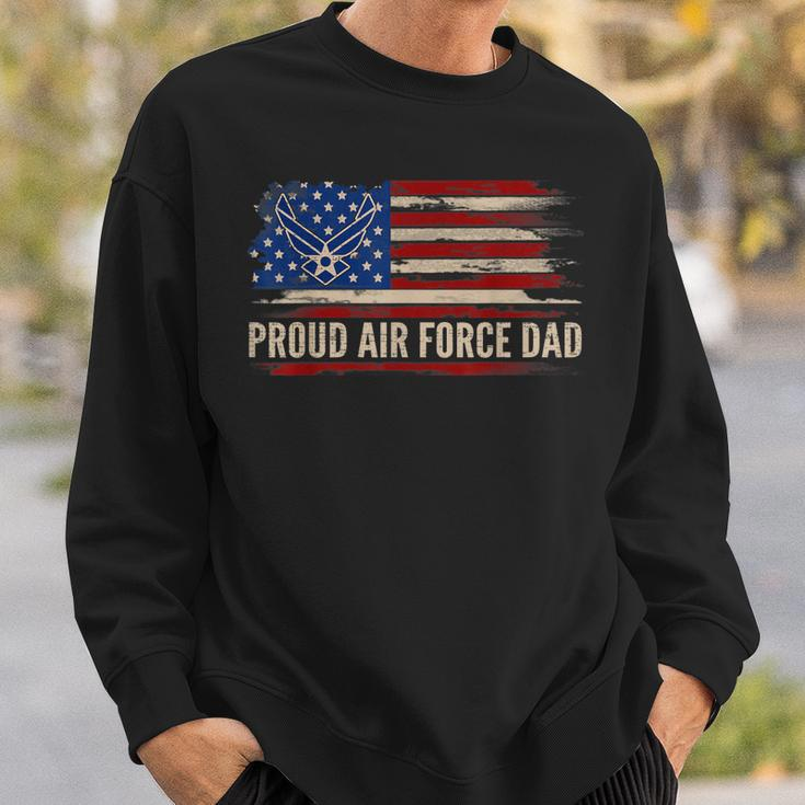 Vintage Proud Air Force Dad American Flag Veteran Gift Sweatshirt Gifts for Him