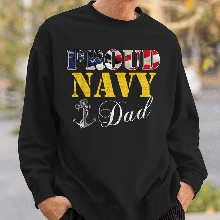 Vintage Proud Navy With American Flag For Dad Gift Sweatshirt Gifts for Him