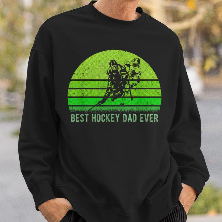 Vintage Retro Best Hockey Dad Ever Funny DadFathers Day Gift For Mens Sweatshirt Gifts for Him
