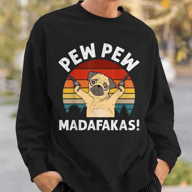 Vintage Retro Pug Pew Pew Madafakas Funny Pug Pew Pew Sweatshirt Gifts for Him