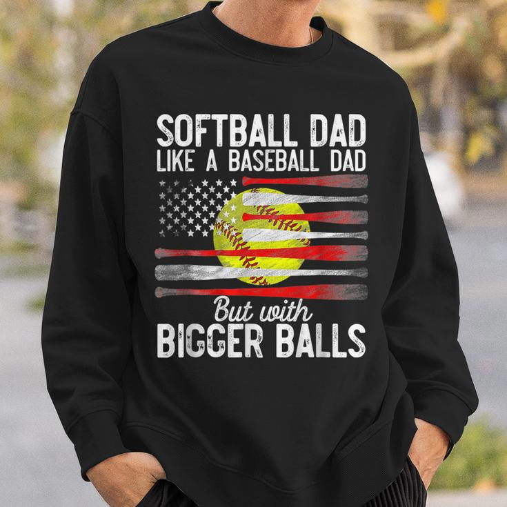 Vintage Softball Dad Like A Baseball Dad Us Flag Fathers Day Sweatshirt Gifts for Him