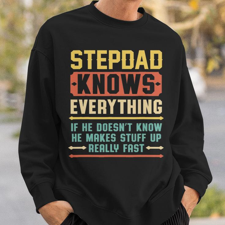 Vintage Stepdad Knows Everything Stepdad Grandpa Sweatshirt Gifts for Him