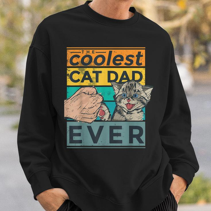 Vintage The Coolest Cat Dad Ever Funny Dad Jokes Sweatshirt Gifts for Him