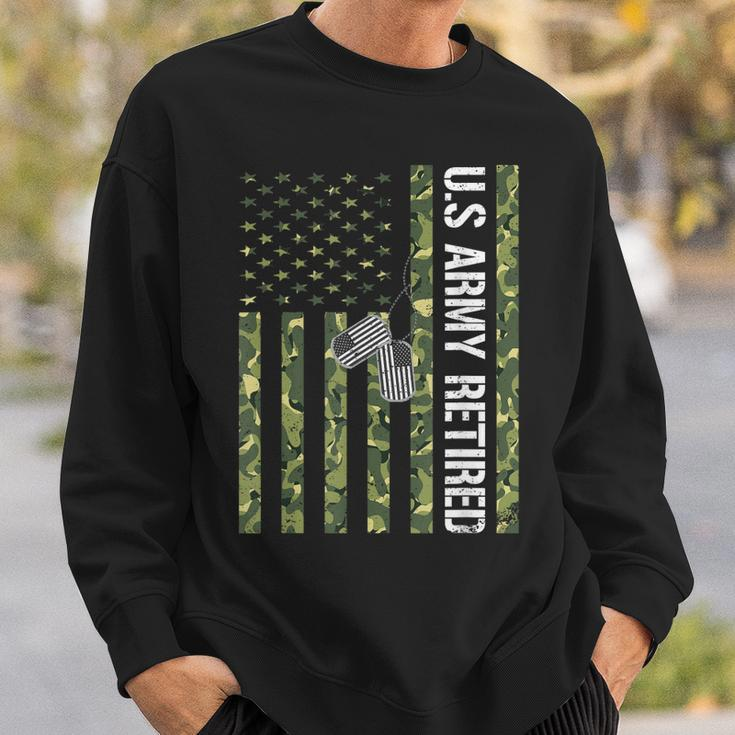 Vintage Us Army Retired American Flag Camo Veteran Day Gift Men Women Sweatshirt Graphic Print Unisex Gifts for Him
