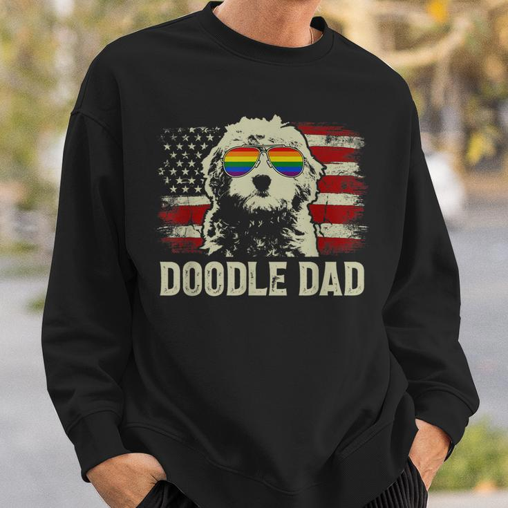 Vintage Usa American Flag Doodle Dad Lgbt Gay Pride Sweatshirt Gifts for Him