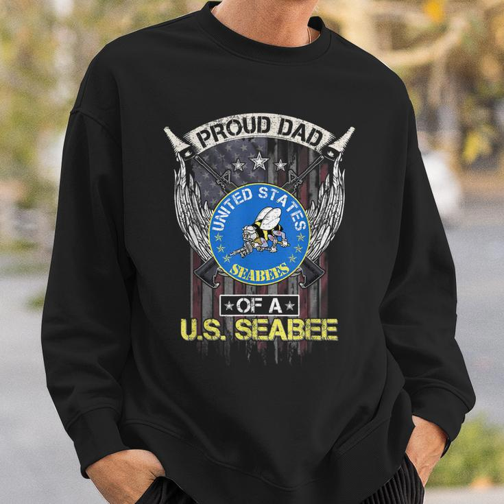 Vintage Usa American Flag Proud Dad Of A Us Seabee Veteran Sweatshirt Gifts for Him