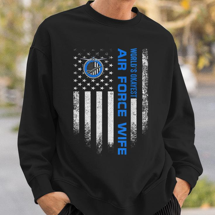 Vintage Usa American Flag Worlds Okayest Us Air Force Wife Men Women Sweatshirt Graphic Print Unisex Gifts for Him
