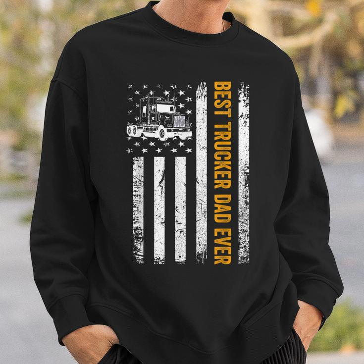 Vintage Usa Best Trucker Dad Ever American Flag Fathers Day V2 Sweatshirt Gifts for Him