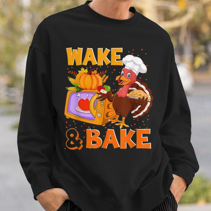 Wake Bake Turkey Feast Meal Dinner Chef Funny Thanksgiving Sweatshirt Gifts for Him