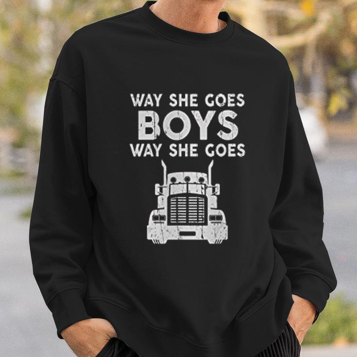 Way She Goes Boys Way She Goes Truck Trucker Men Women Sweatshirt Graphic Print Unisex Gifts for Him
