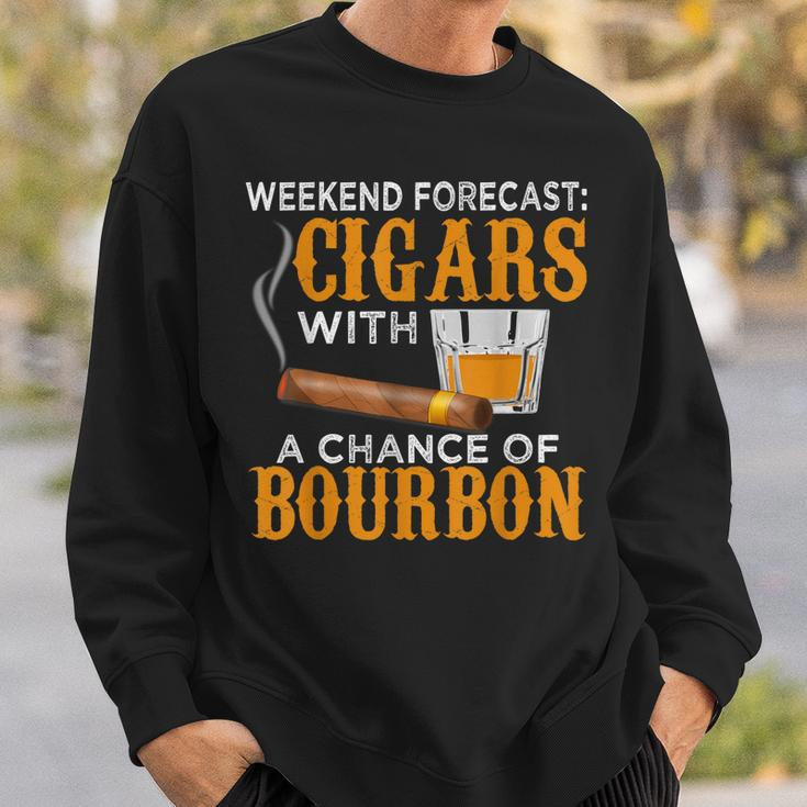 Weekend Forecast Cigars Chance Of Bourbon Cigar Gift For Dad Sweatshirt Gifts for Him