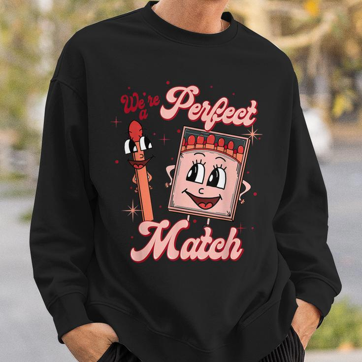 We’Re A Perfect Match Retro Groovy Valentines Day Matching Sweatshirt Gifts for Him