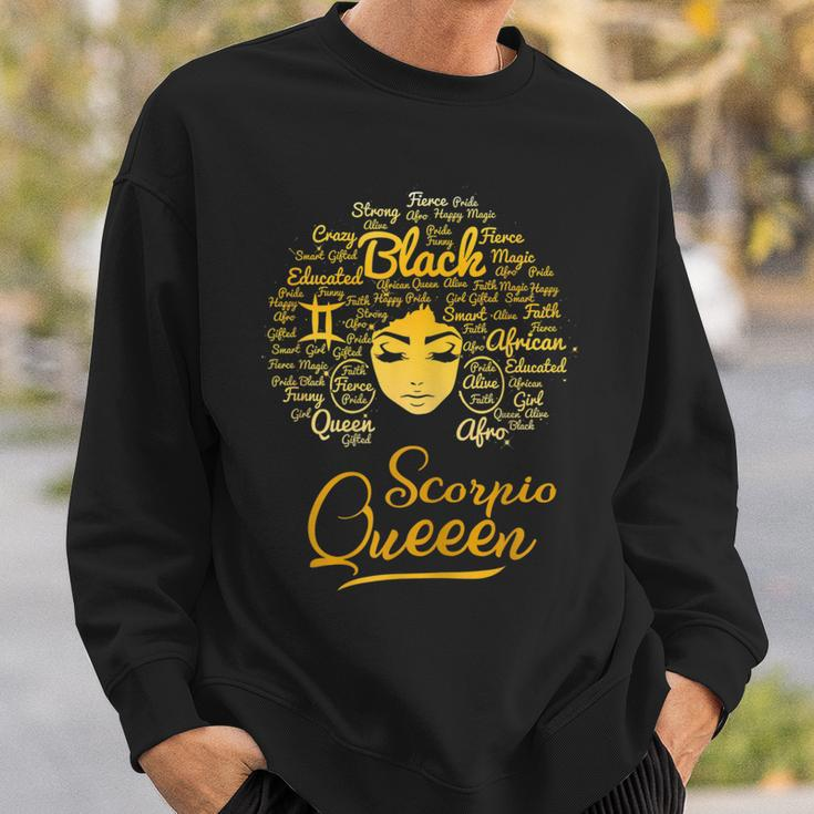 Womens Scorpio Queen Birthday Zodiac Sign Melanin Black Womens V2 Men Women Sweatshirt Graphic Print Unisex Gifts for Him