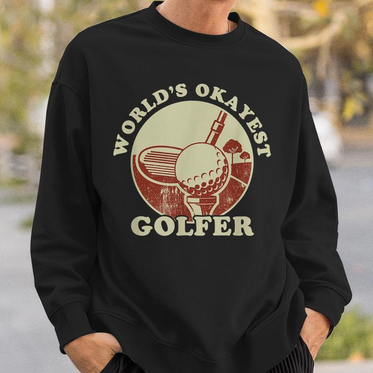 Worlds Okayest Golfer Retro Vintage Golf Player Husband Dad Sweatshirt Gifts for Him