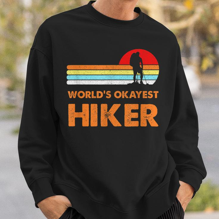 Worlds Okayest Hiker Vintage Retro Hiking Camping Gift Men Sweatshirt Gifts for Him
