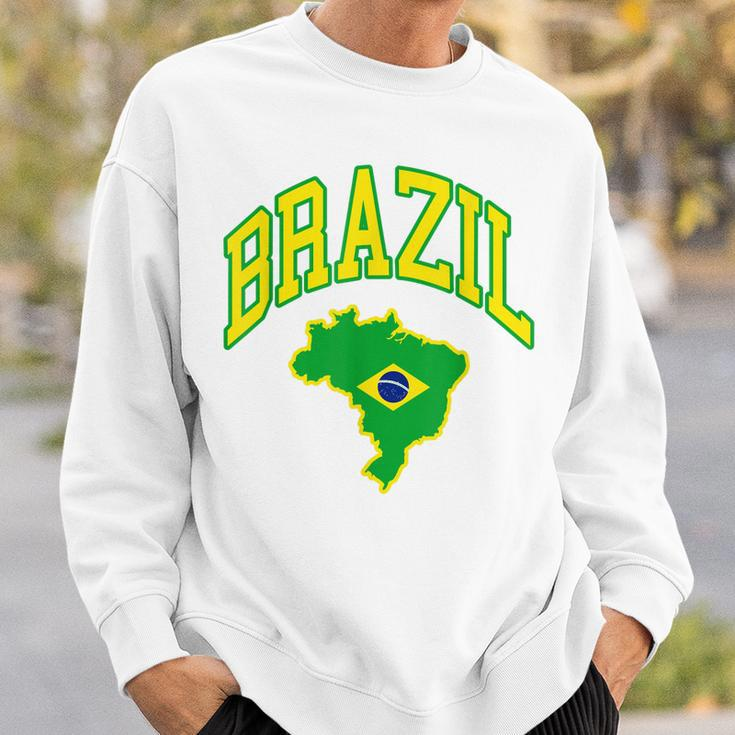 Brazil Brazilian Map Football Fans Flag South Latin America Men Women Sweatshirt Graphic Print Unisex Gifts for Him