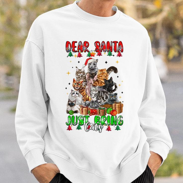 Dear Santa Just Bring Cats Weihnachtsbaum Sweatshirt für Katzenliebhaber Geschenke für Ihn