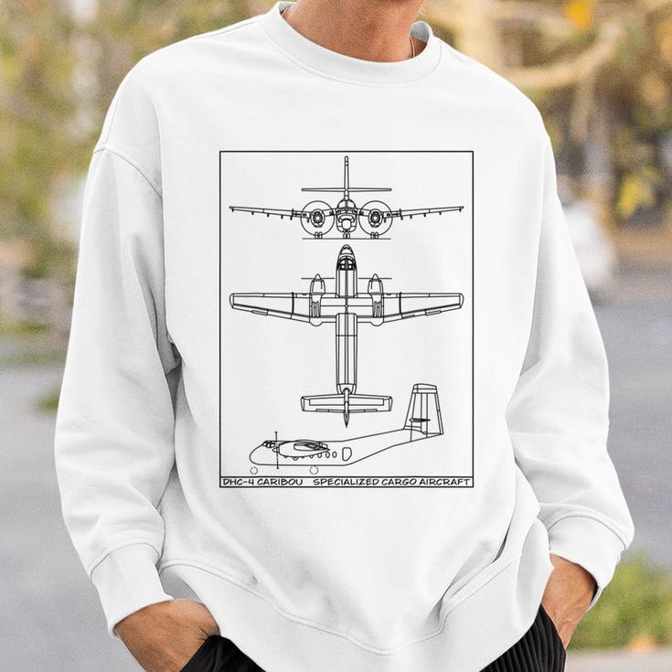 Dhc4 Caribou Cargo Aircraft Blueprint Sweatshirt Gifts for Him