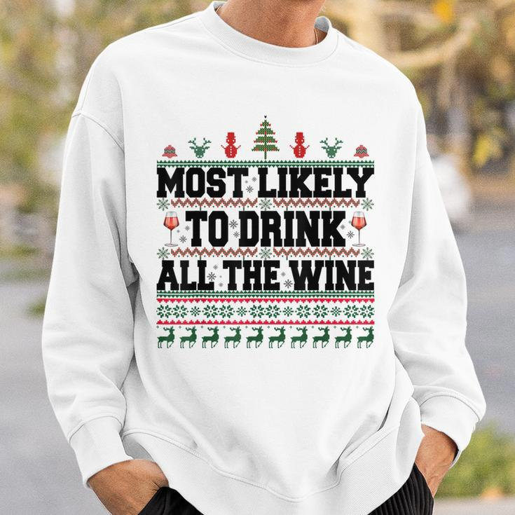 Familien-Weihnachts-Sweatshirt: Wer trinkt den Wein? Lustiges Design Geschenke für Ihn