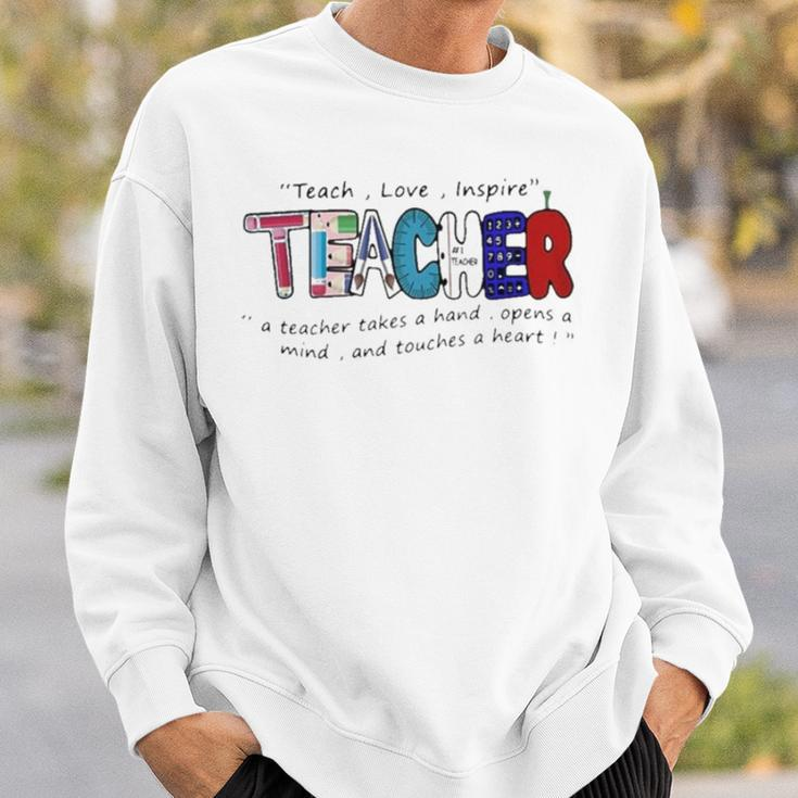 Gift Teach Love Inspire Teacher TeachingSweatshirt Gifts for Him