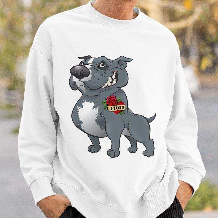 Grey Pitbull I Love Mom Sweatshirt Gifts for Him