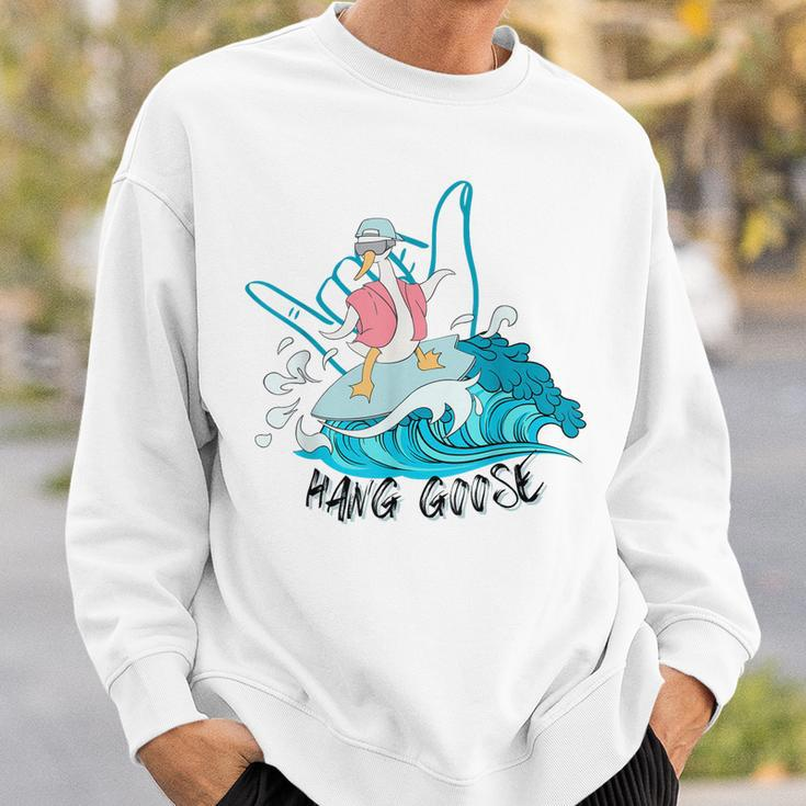 Hang Goose Silly Goose Surfing Funny Farm Animal Sweatshirt Gifts for Him
