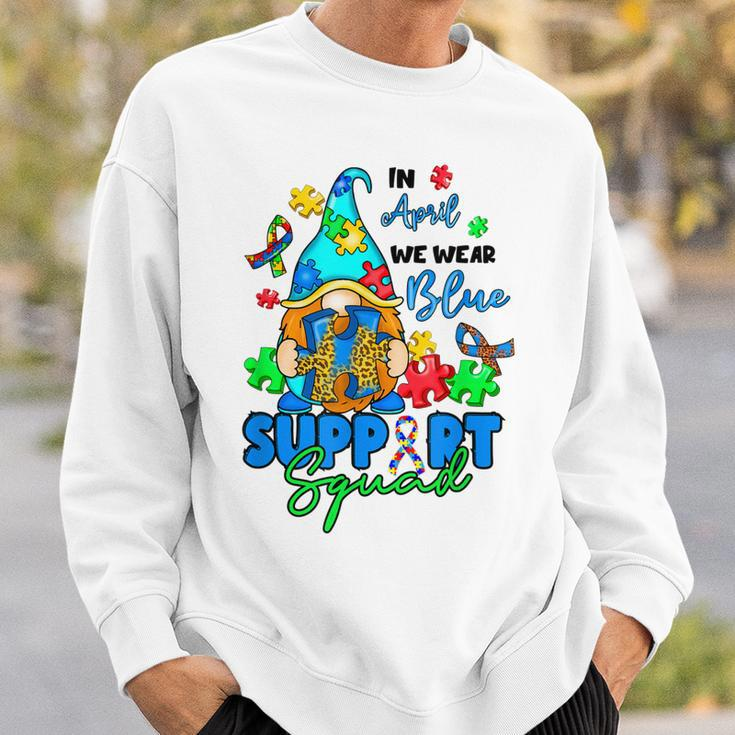 I April We Wear Blues Gnomes Autism Awareness Sweatshirt Gifts for Him