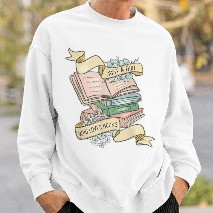 Just A Girl Who Loves Books Lover Bookworm Bookaholic Reader Sweatshirt Gifts for Him