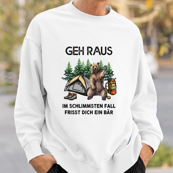 Lustiges Camping Sweatshirt Geh Raus, frisst dich ein Bär, Spruch Tee Geschenke für Ihn