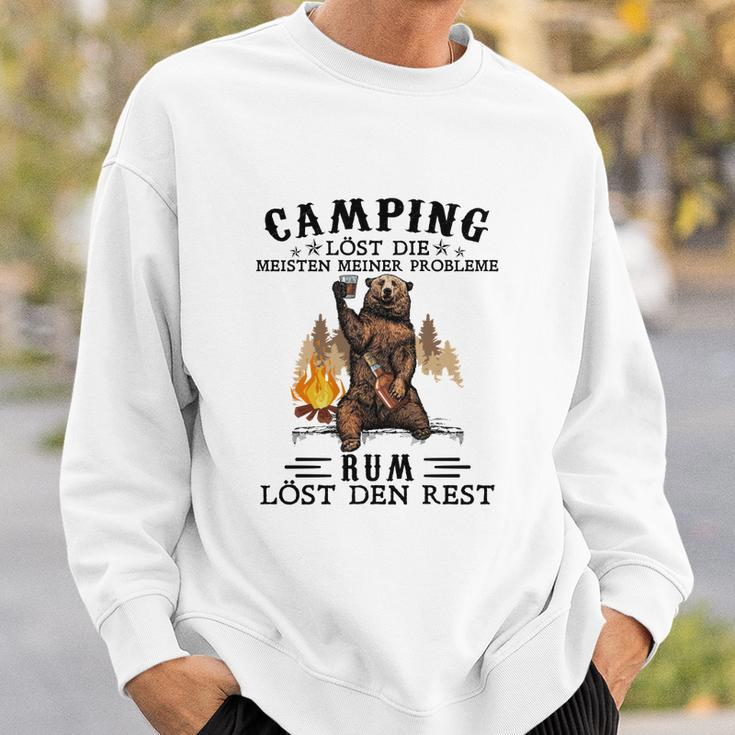 Lustiges Herren Camping Sweatshirt Camping & Rum lösen Probleme, Outdoor Tee Geschenke für Ihn