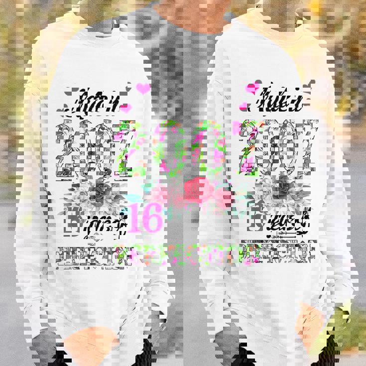 Made In 2007 Floral 16 Year Old 16Th Birthday Gifts Women Sweatshirt Gifts for Him