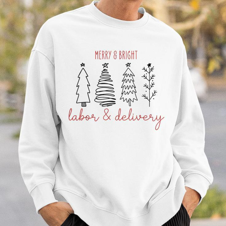 Merry Xmas Bright Christmas Labor And Delivery Nurse Men Women Sweatshirt Graphic Print Unisex Gifts for Him